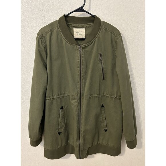 Thread & Supply Jackets & Blazers - Thread & Supply Military Bomber Olive Green Coat Jacket Women's XL Full Zip